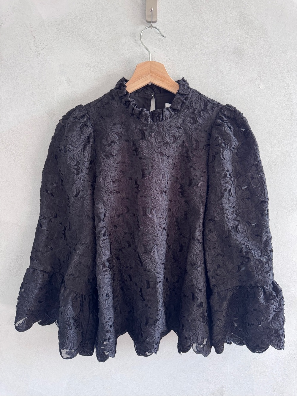 & Other Stories - Black Embroidered Floral Blouse - Size 4